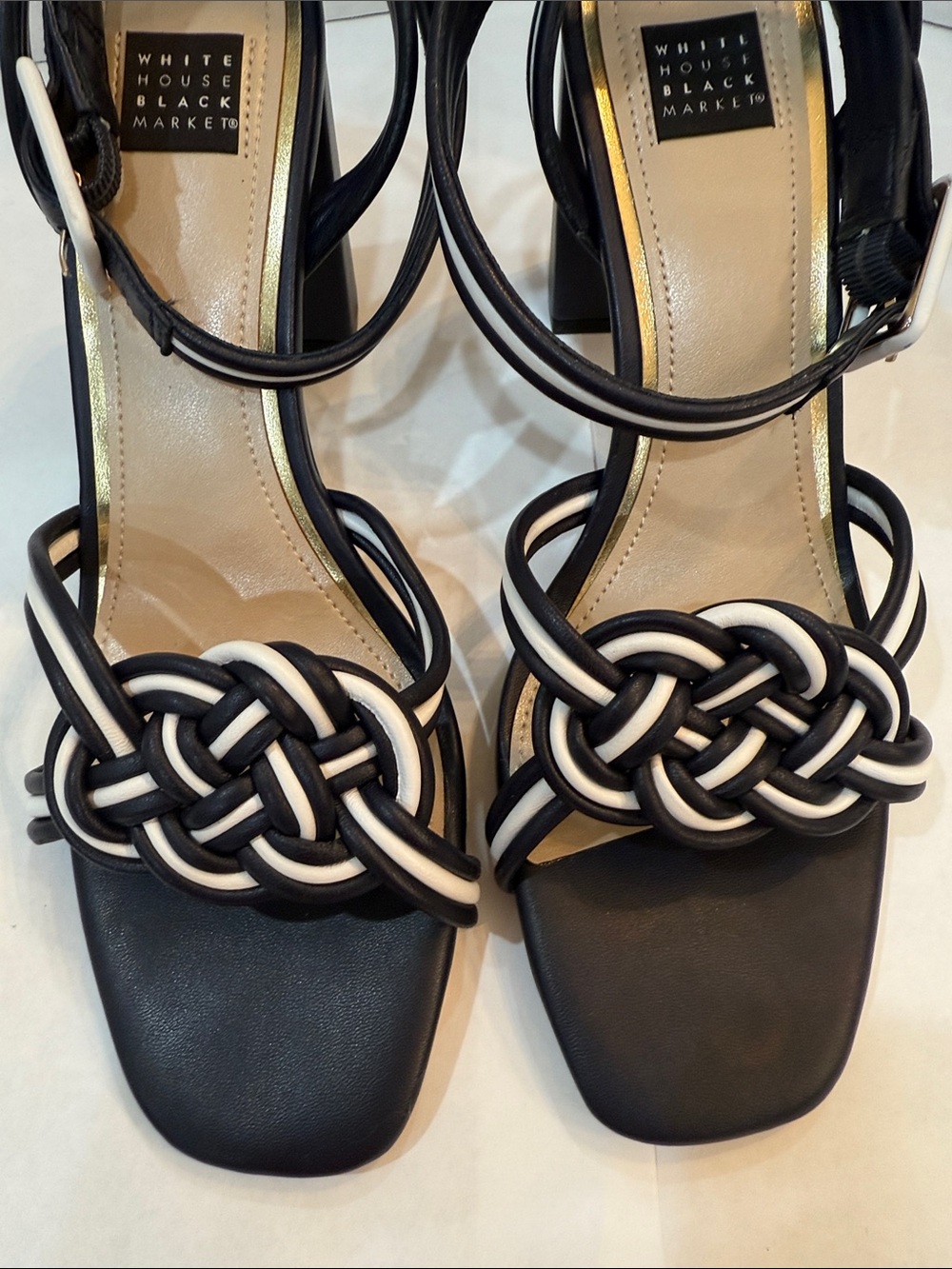 White House Black Market Nova Mixed Knot High Heels WHBM Size 8.5M Blue NIB - Picture 15 of 16